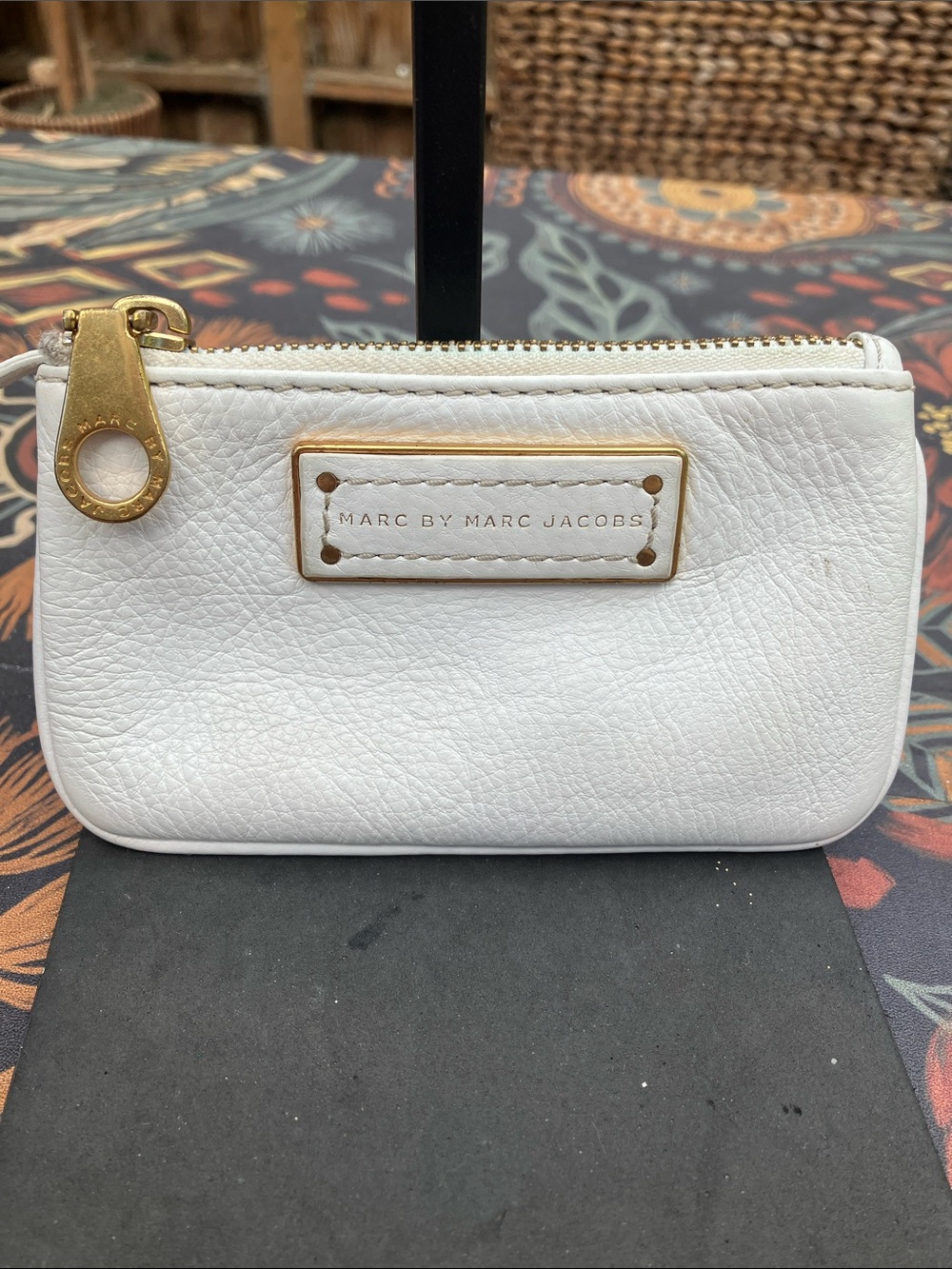 Marc by Marc Jacobs White Leather Zip Pouch